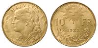 10 franków 1922, złoto 3.23 g, piękne