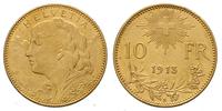 10 franków 1913/B, Berno, złoto 3.21 g, piękne, 