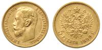 5 rubli 1899/ФЗ, Petersburg, złoto 4.28 g, Kazak