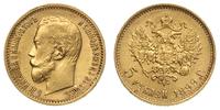 5 rubli 1899/ЭБ, Petersburg, złoto 4.30 g, Kazak