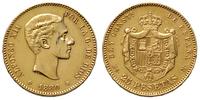 25 peset 1880/M, Madryt, złoto 8.07 g