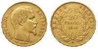 20 franków 1856/A, Paryż, złoto 6.44 g, Fr 573