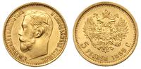 5 rubli 1899/ЭБ, Petersburg, złoto 4.30 g, piękn