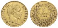 5 franków 1859 / A, Paryż, złoto 1.60 g, Fr. 578