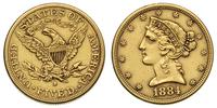 5 dolarów 1884 S, San Francisco, złoto 8.33 g