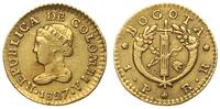 1 peso 1827, Bogota, złoto 1.71 g, rzadsze, Fr. 