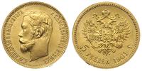 5 rubli 1901/ФЗ, Petersburg, złoto 4,31 g, Kazak