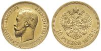 10 rubli 1903 AP, Petersburg, złoto 8.58 g, pięk