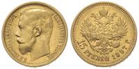 15 rubli 1897, Petersburg, złoto 12.85 g, wybite