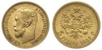 5 rubli 1901 / ФЗ, Petersburg, złoto 4.30 g, bar