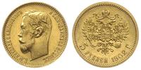 5 rubli 1902 / AP, Petersburg, złoto 4.29 g, wyś