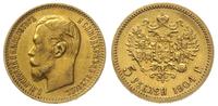 5 rubli 1904 / AP, Petersburg, złoto 4.29 g, wyś