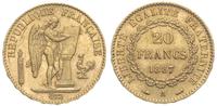 20 franków 1887/A, Paryż, złoto 6.45 g, Gadoury 