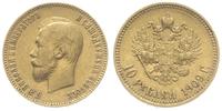 10 rubli 1909/EB, Petersburg, złoto 8.56 g, rzad