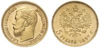 5 rubli 1897/АГ, Petersburg, złoto 4.30 g, Kazak