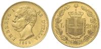 20 lirów 1882/R, Rzym, złoto 6.44 g, Fr 21