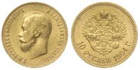 10 rubli 1904/АР, Petersburg, złoto 8.60 g, Kaza