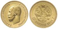 10 rubli 1901/ФЗ, Petersburg, złoto 8.59 g, Kaza