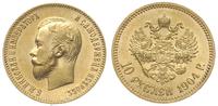 10 rubli 1904/АР, Petersburg, złoto 8.59 g, rzad