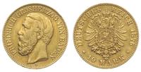 10 marek 1876/G, Karlsruhe, złoto 3.92 g, ślad  
