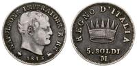 5 soldi 1813 M, Mediolan, srebro próby 900, ciem