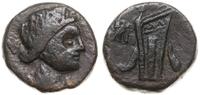obol ok. 79-65 pne, Aw: Głowa Dionizosa w prawo,