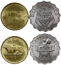zestaw 2 monet, w skład zestawu wchodzi 1 frank 
