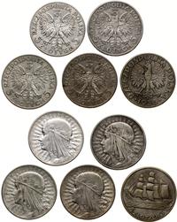 zestaw 5 monet, Warszawa, 4 x 5 złotych - głowa 