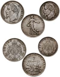 lot 3 monet, 1 feank 1866 (Strasburg), 2 franki 