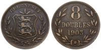 8 doubles 1903 H, Birmingham, brąz, patyna, KM 7