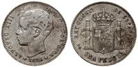 1 peseta 1896, Madryt, srebro próby '835', KM 70