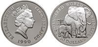 10 dolarów 1990, Tadworth, Słonie, srebro próby 