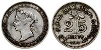 25 centów 1895, Londyn, srebro próby 800, patyna