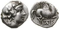 didrachma ok. 229-48 pne, Aw: Głowa Dionizosa w 