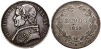 scudo 1853 R, Rzym, ciemna patyna na awersie, Be