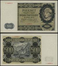 500 złotych 1.03.1940, seria A, numeracja 448321