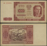 100 złotych 1.07.1948, seria AU, numeracja 47159