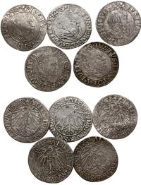 Prusy Książęce 1525-1657, zestaw 5 x grosz, 2 x 1542, 1545 oraz 2 x data nieczytelna
