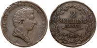 2 skilling banco 1843, Sztokholm, miedź, uszkodz
