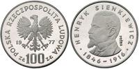 100 złotych 1977, H. Sienkiewicz, PRÓBA, srebro,