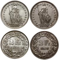 Szwajcaria, zestaw 2 x 2 franki, 1908, 1955