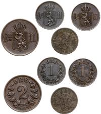 zestaw 3 monet, Kongsberg, 1 ore 1876 i 1891, 2 