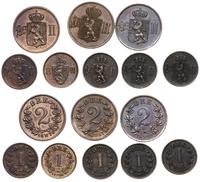 zestaw 8 monet, Kongsberg, 2 ore 1877, 1878, 188
