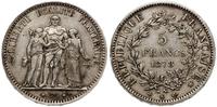 5 franków 1878 K, Bordeaux, srebro, 25.15 g, sub