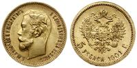 5 rubli 1901 Ф З, Petersburg, złoto, 4.30 g, Fr.