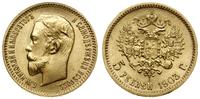 5 rubli 1903 A P, Petersburg, złoto, 4.30 g, Bit
