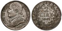2 liry 1867 R, Rzym, srebro próby 835, niewielki