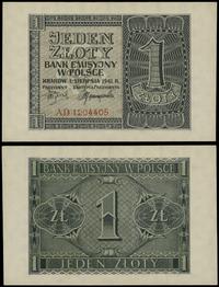 1 złoty 1.08.1941, seria AD, numeracja 1204405, 
