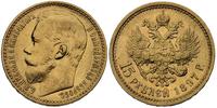 15 rubli 1897, Petersburg, złoto, 12.90 g,, Uzde