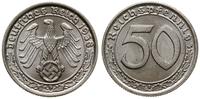 50 fenigów 1938 G, Karlsruhe, nikiel, pieknie za